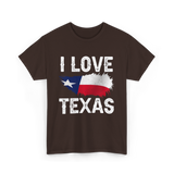 I Love Texas Texas Pride T-Shirt - Dark Chocolate