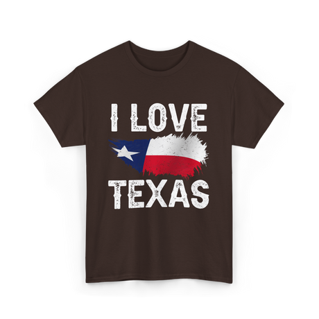 I Love Texas Texas Pride T-Shirt - Dark Chocolate