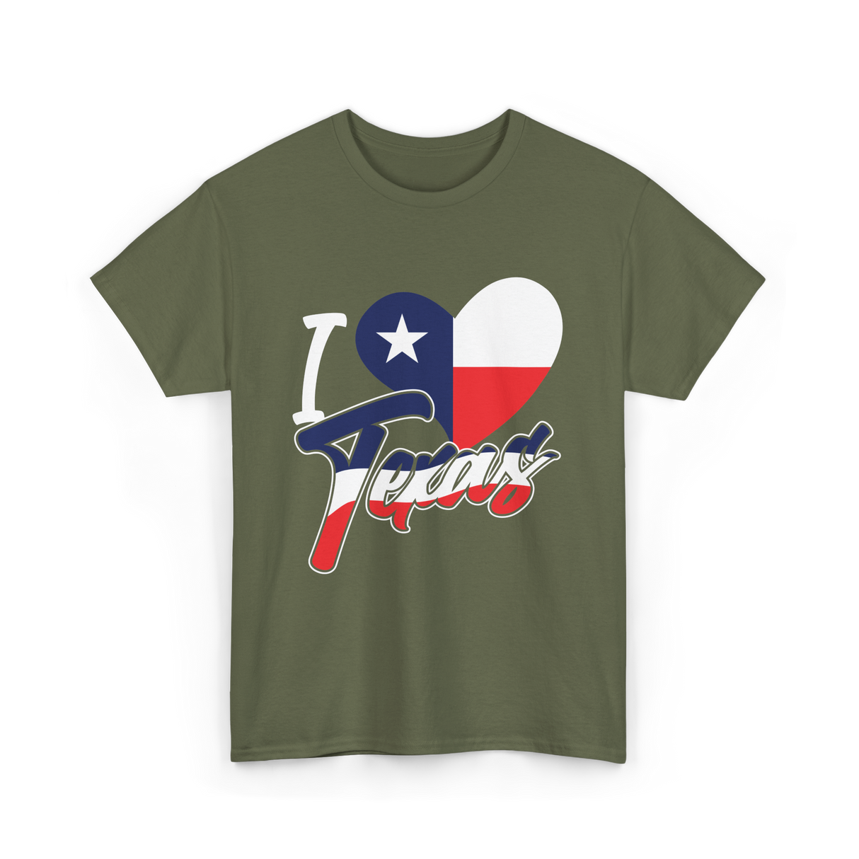 I Love Texas Texas Pride T-Shirt - Military Green