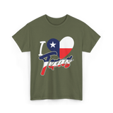 I Love Texas Texas Pride T-Shirt - Military Green