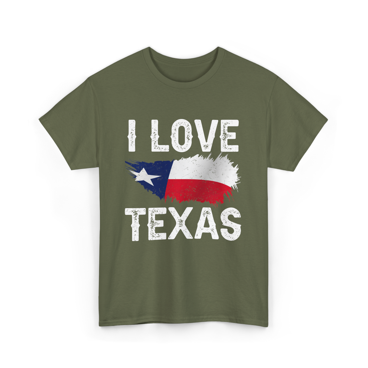 I Love Texas Texas Pride T-Shirt - Military Green