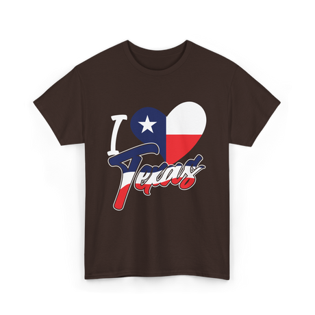 I Love Texas Texas Pride T-Shirt - Dark Chocolate