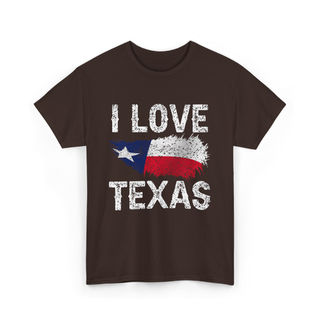 I Love Texas Texas Pride T-Shirt - Dark Chocolate