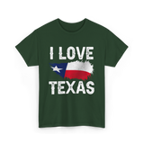 I Love Texas Texas Pride T-Shirt - Forest Green