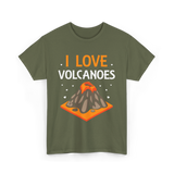 I Love Volcanoes Volcanic Lava T-Shirt - Military Green