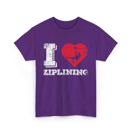 I Love Ziplining Zipline Sports Adventure T-Shirt - Purple