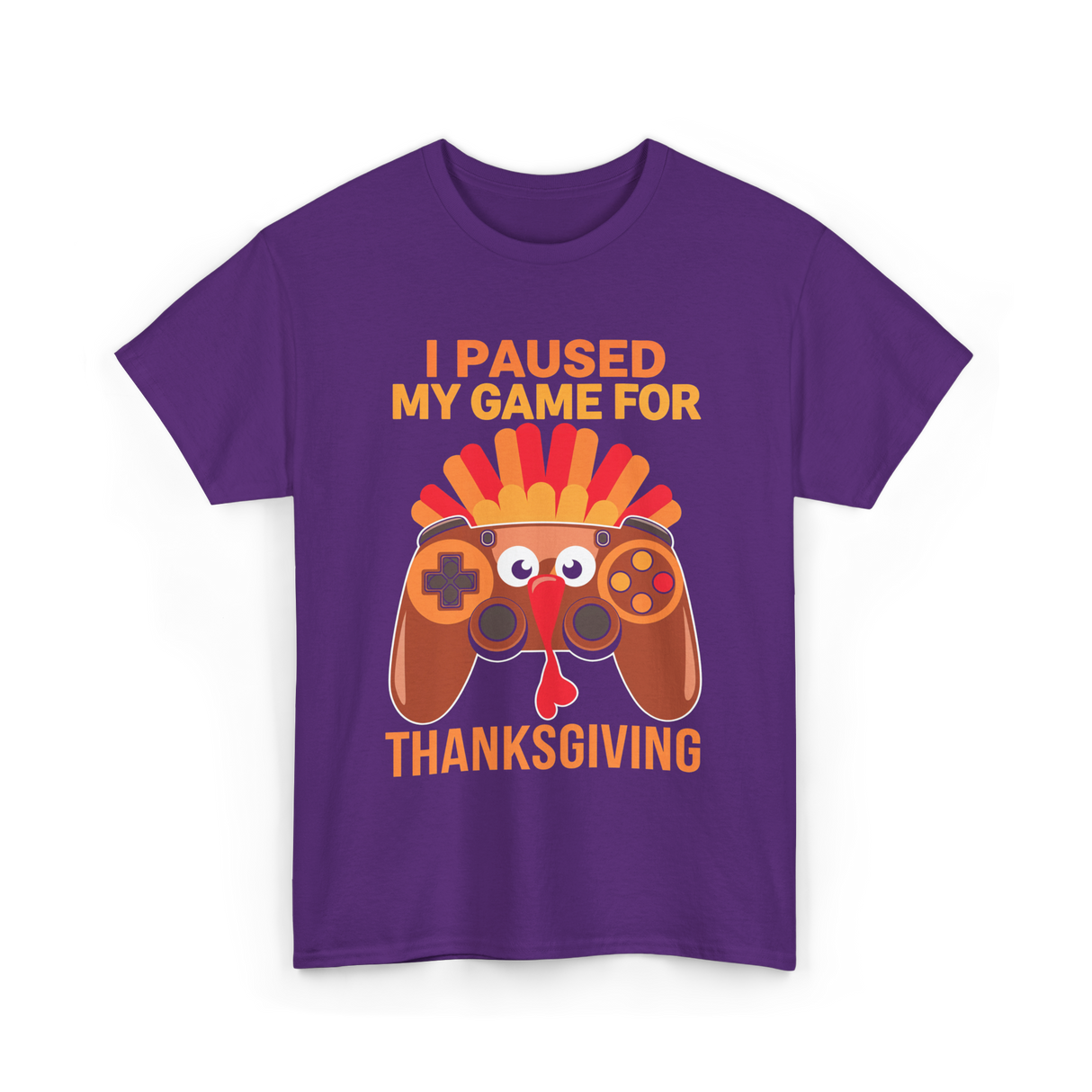 I Paused My Game Thanksgiving Gamer T-Shirt - Purple