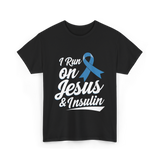 I Run on Jesus Diabetes Awareness T-Shirt - Black