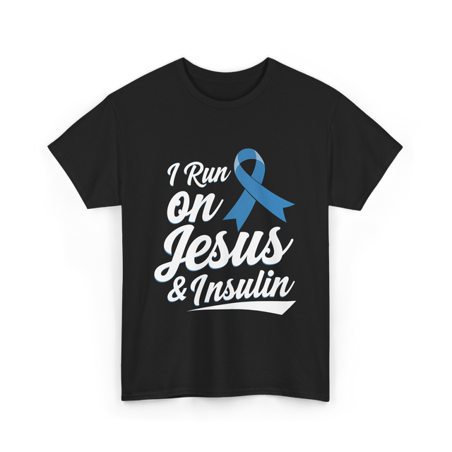 I Run on Jesus Diabetes Awareness T-Shirt - Black