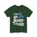 I Run on Jesus Diabetes Awareness T-Shirt - Forest Green