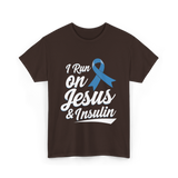 I Run on Jesus Diabetes Awareness T-Shirt - Dark Chocolate