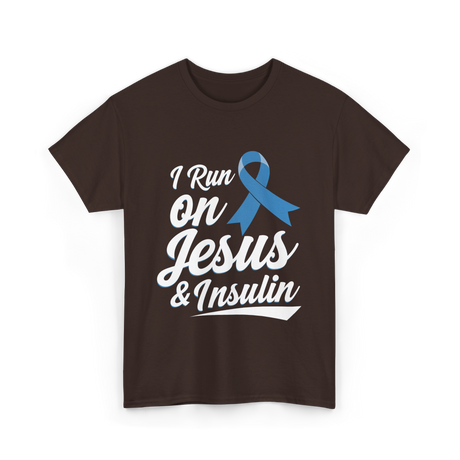 I Run on Jesus Diabetes Awareness T-Shirt - Dark Chocolate