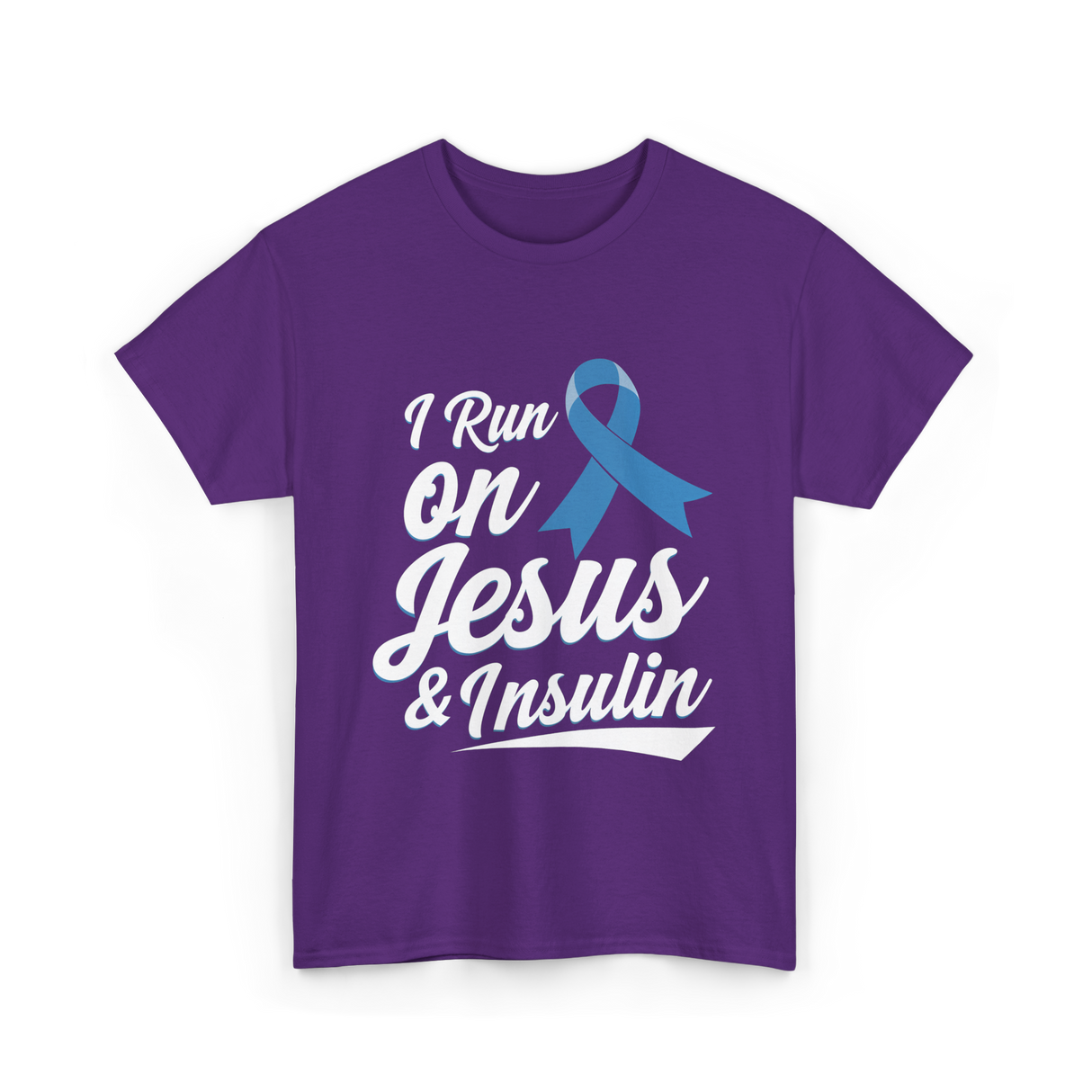 I Run on Jesus Diabetes Awareness T-Shirt - Purple