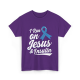 I Run on Jesus Diabetes Awareness T-Shirt - Purple