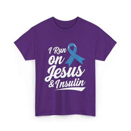 I Run on Jesus Diabetes Awareness T-Shirt - Purple