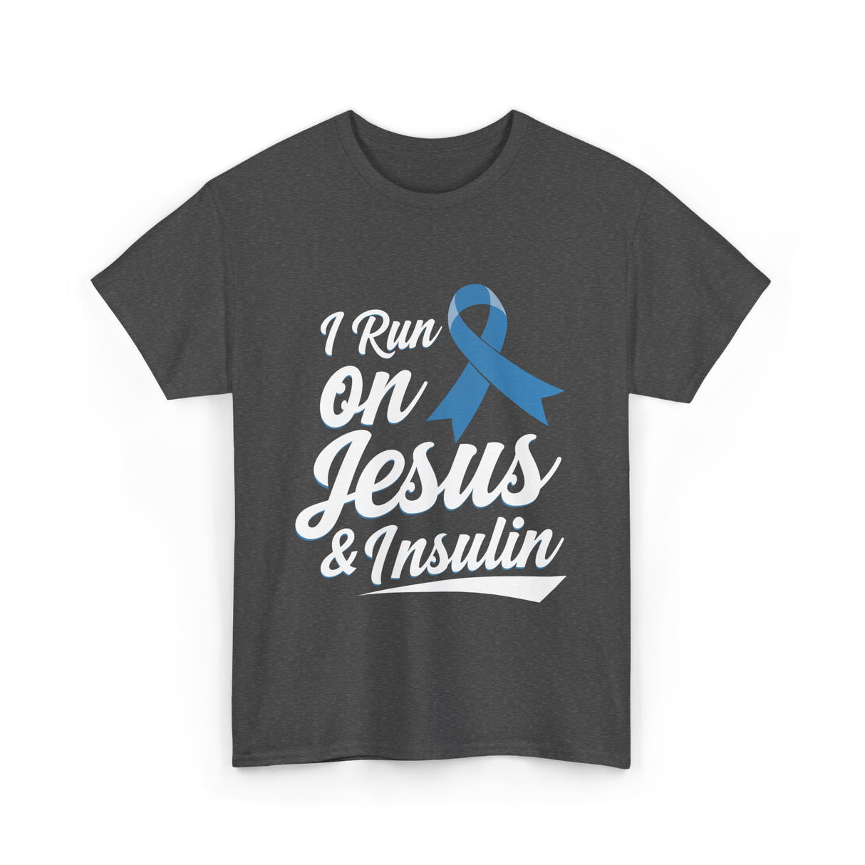 I Run on Jesus Diabetes Awareness T-Shirt - Dark Heather