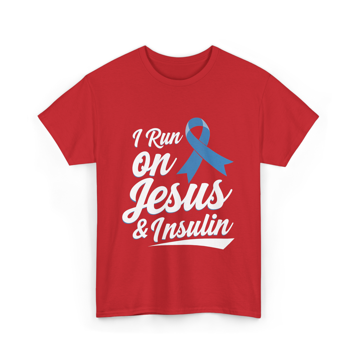 I Run on Jesus Diabetes Awareness T-Shirt - Red