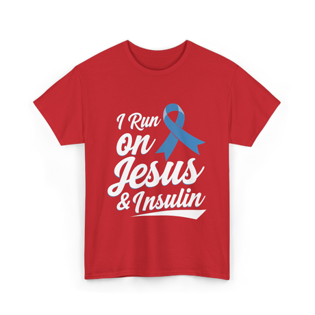 I Run on Jesus Diabetes Awareness T-Shirt - Red