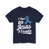 I Run on Jesus Diabetes Awareness T-Shirt - Navy