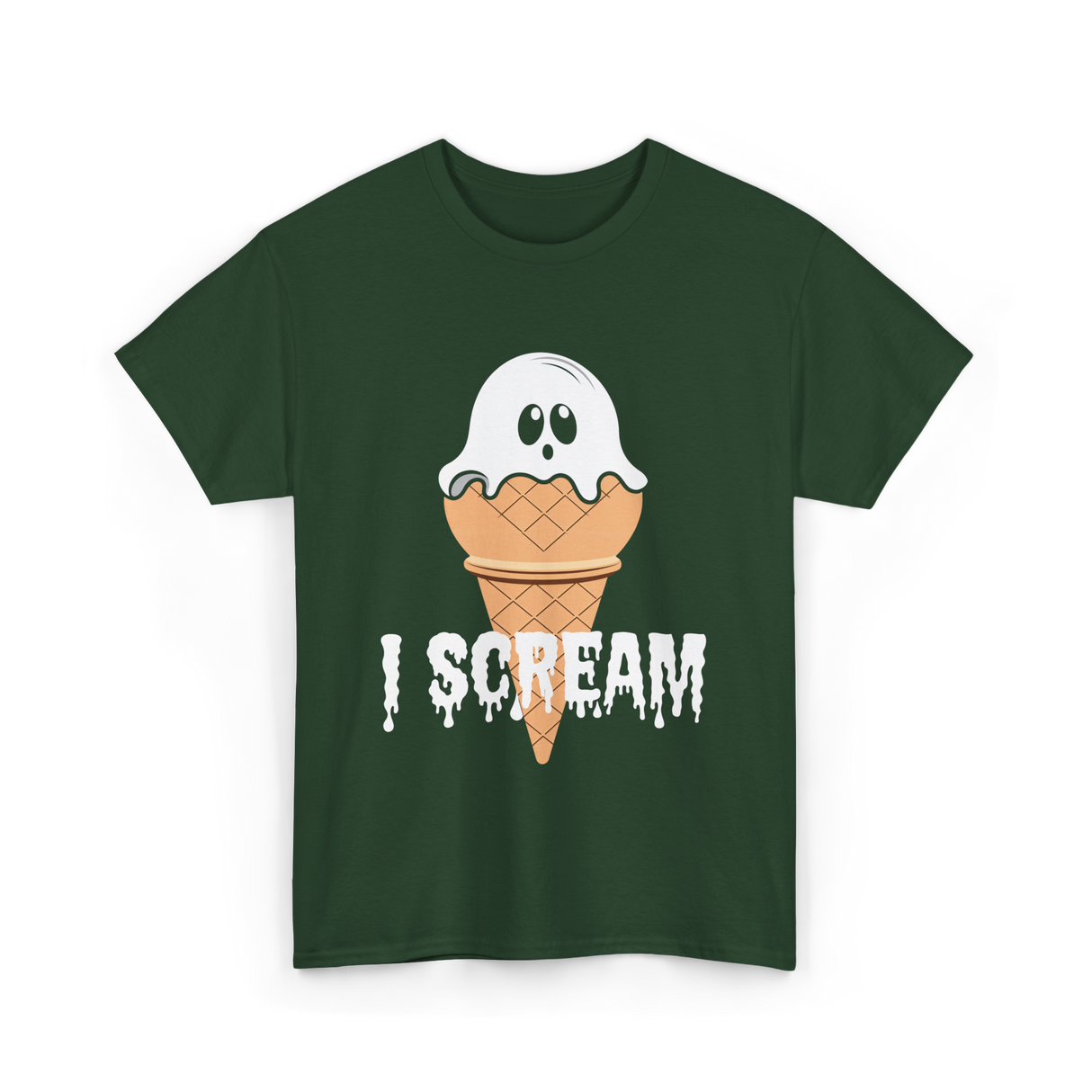 I Scream Ice Cream Halloween T-Shirt - Forest Green