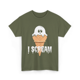 I Scream Ice Cream Halloween T-Shirt - Military Green