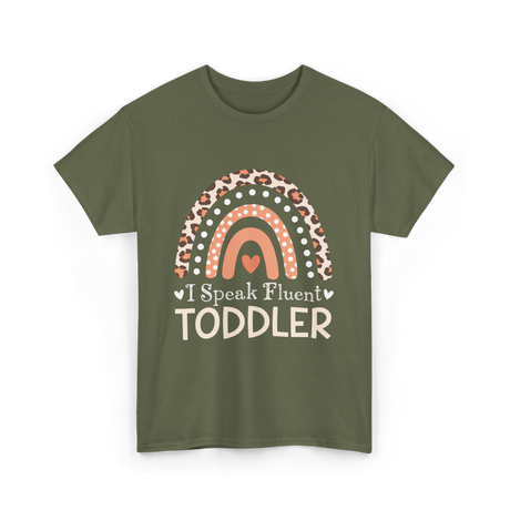 I Speak Fluent Toddler Rainbow T-Shirt - Military Green