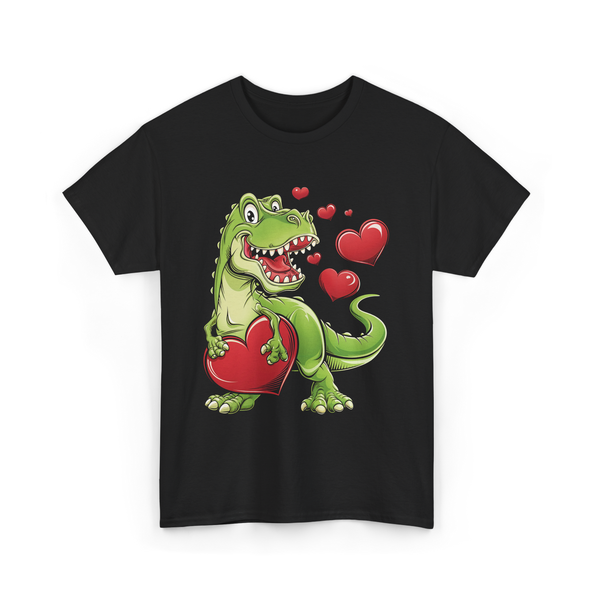 I Steal Hearts Dino Valentines T-Shirt - Black