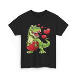 I Steal Hearts Dino Valentines T-Shirt - Black