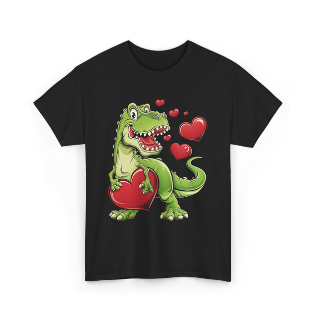 I Steal Hearts Dino Valentines T-Shirt - Black