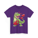 I Steal Hearts Dino Valentines T-Shirt - Purple