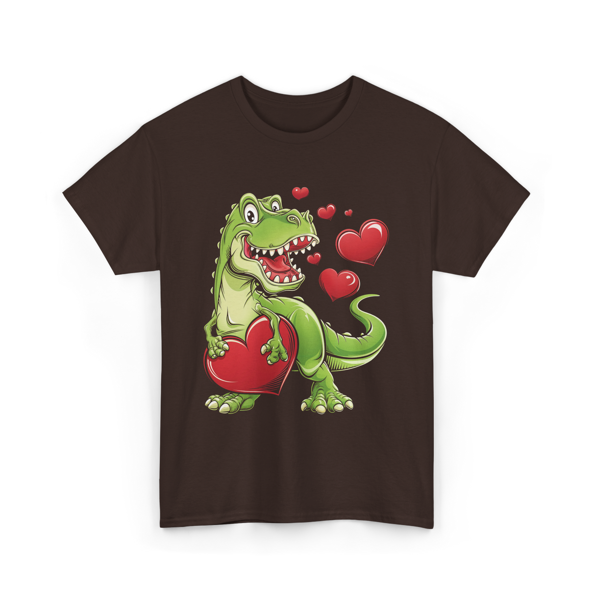 I Steal Hearts Dino Valentines T-Shirt - Dark Chocolate