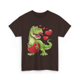 I Steal Hearts Dino Valentines T-Shirt - Dark Chocolate