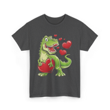 I Steal Hearts Dino Valentines T-Shirt - Dark Heather