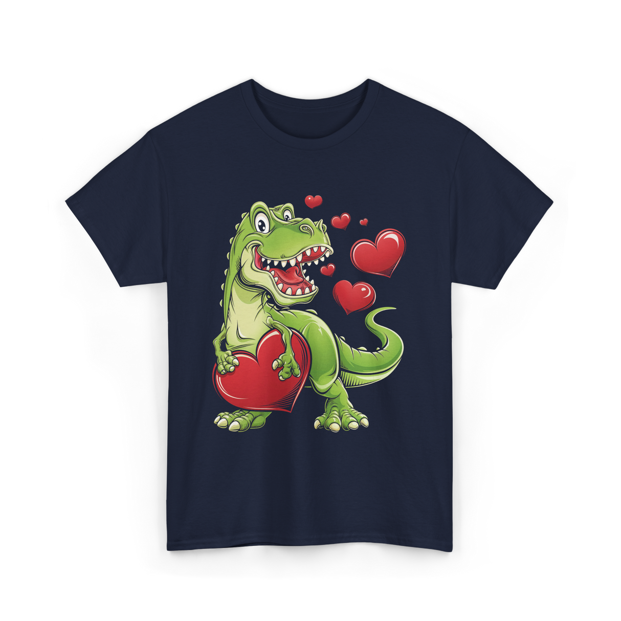 I Steal Hearts Dino Valentines T-Shirt - Navy