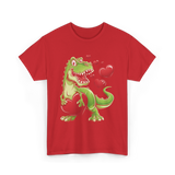 I Steal Hearts Dino Valentines T-Shirt - Red