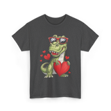 I Steal Hearts Dinosaur Love T-Shirt - Dark Heather