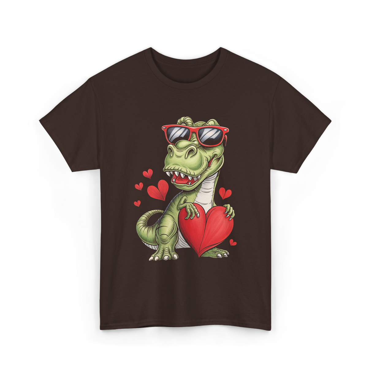 I Steal Hearts Dinosaur Love T-Shirt - Dark Chocolate