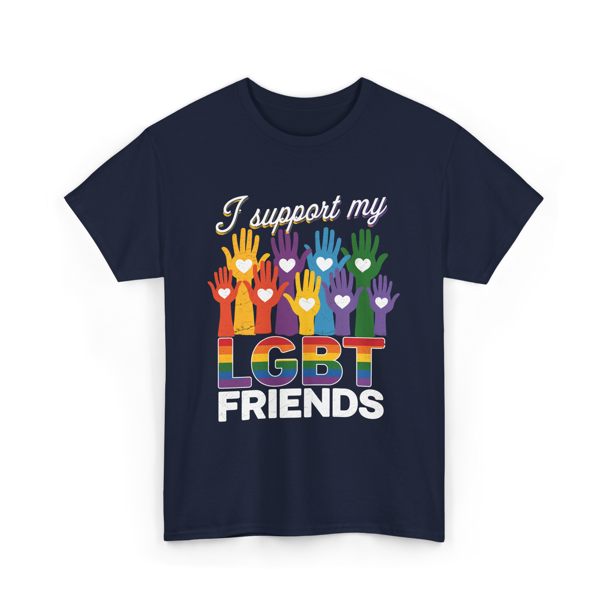 I Support My LGBT Friends LGBTQ T-Shirt - Navy