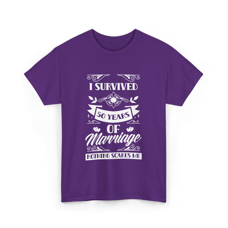 I Survived 50 Years Marriage Anniversary T-Shirt - Purple