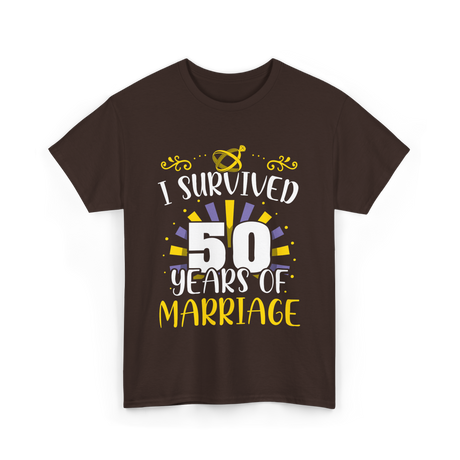 I Survived 50 Years Marriage Anniversary T-Shirt - Dark Chocolate