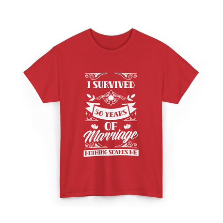 I Survived 50 Years Marriage Anniversary T-Shirt - Red