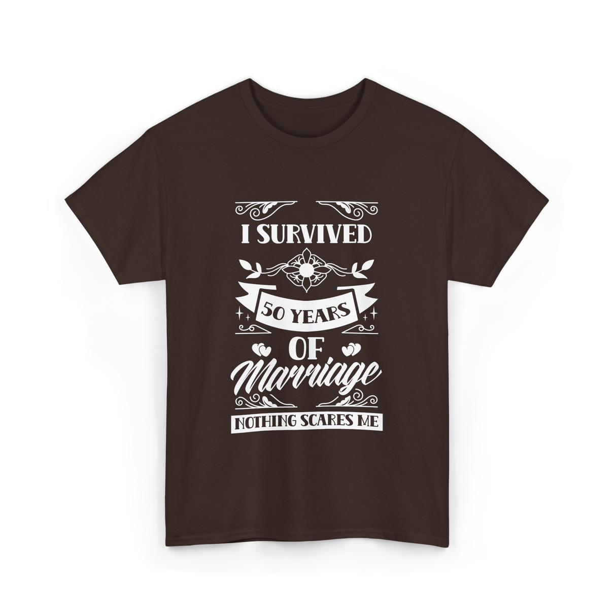 I Survived 50 Years Marriage Anniversary T-Shirt - Dark Chocolate