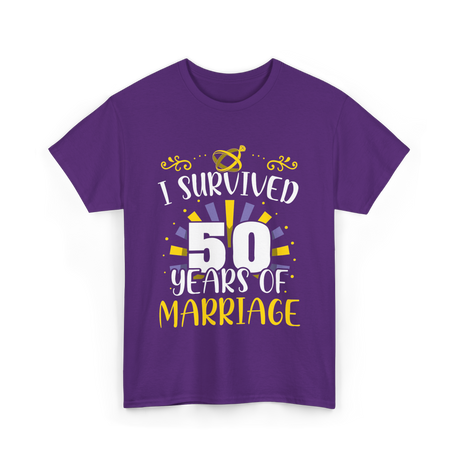 I Survived 50 Years Marriage Anniversary T-Shirt - Purple