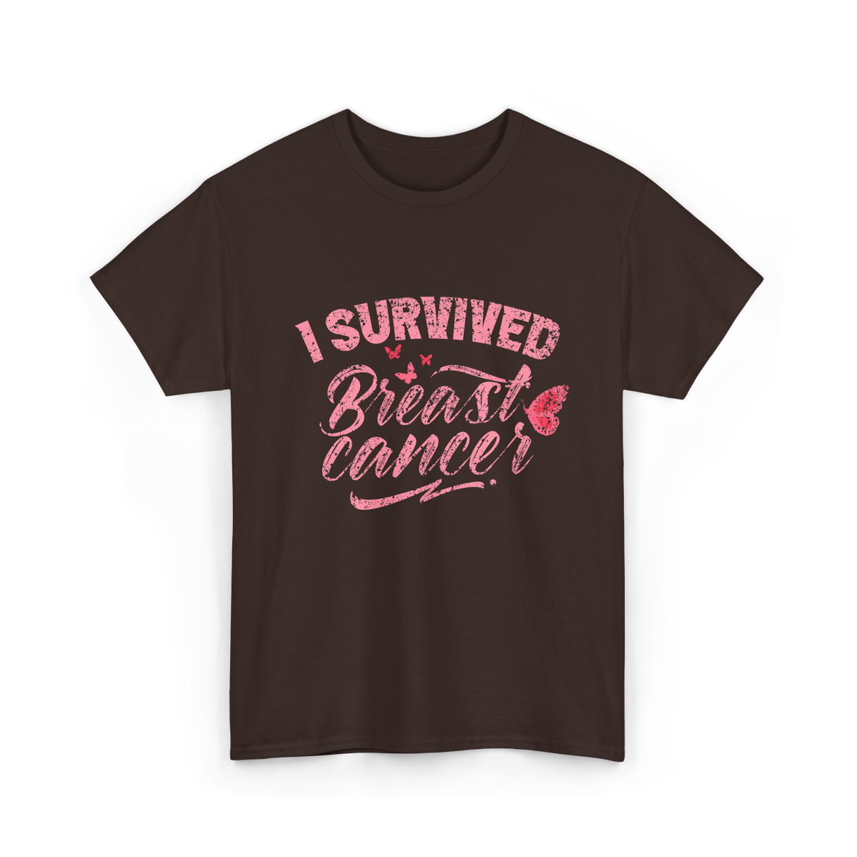 I Survived Breast Cancer Support T-Shirt - Dark Chocolate