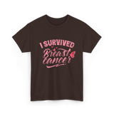I Survived Breast Cancer Support T-Shirt - Dark Chocolate