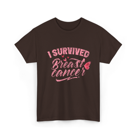 I Survived Breast Cancer Support T-Shirt - Dark Chocolate