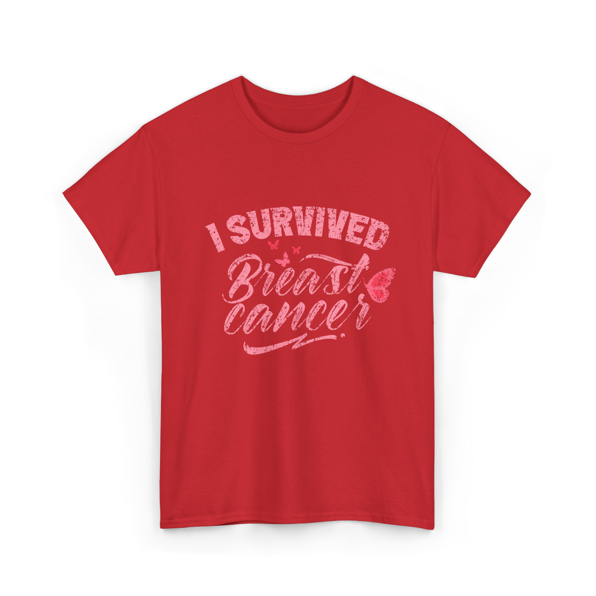 I Survived Breast Cancer Support T-Shirt - Red