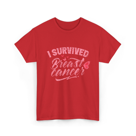 I Survived Breast Cancer Support T-Shirt - Red