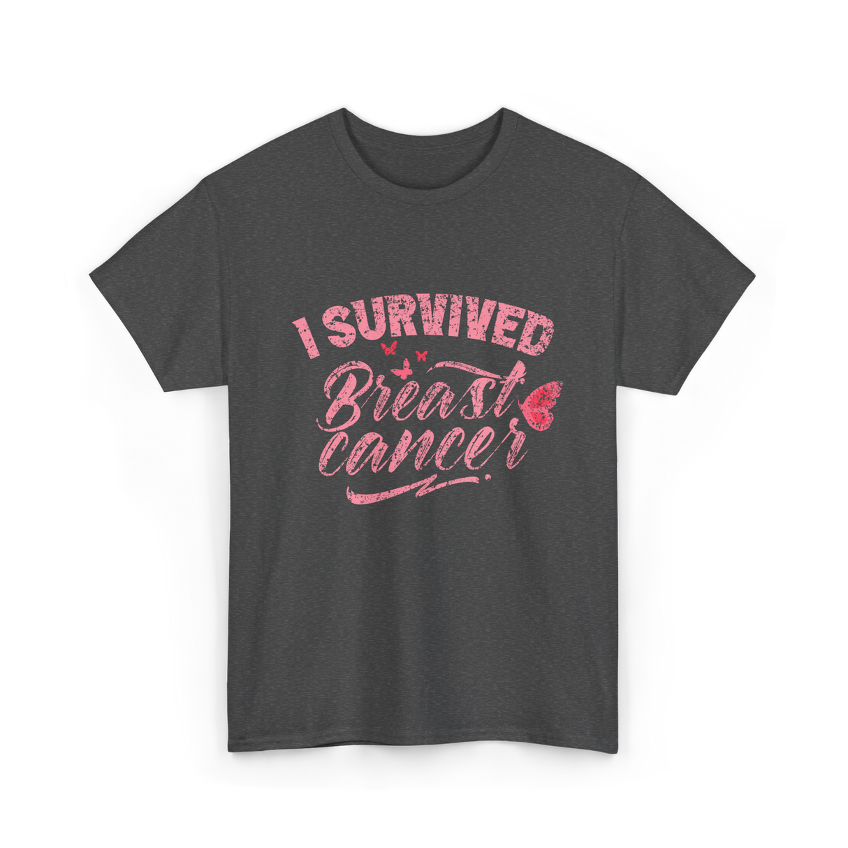 I Survived Breast Cancer Support T-Shirt - Dark Heather