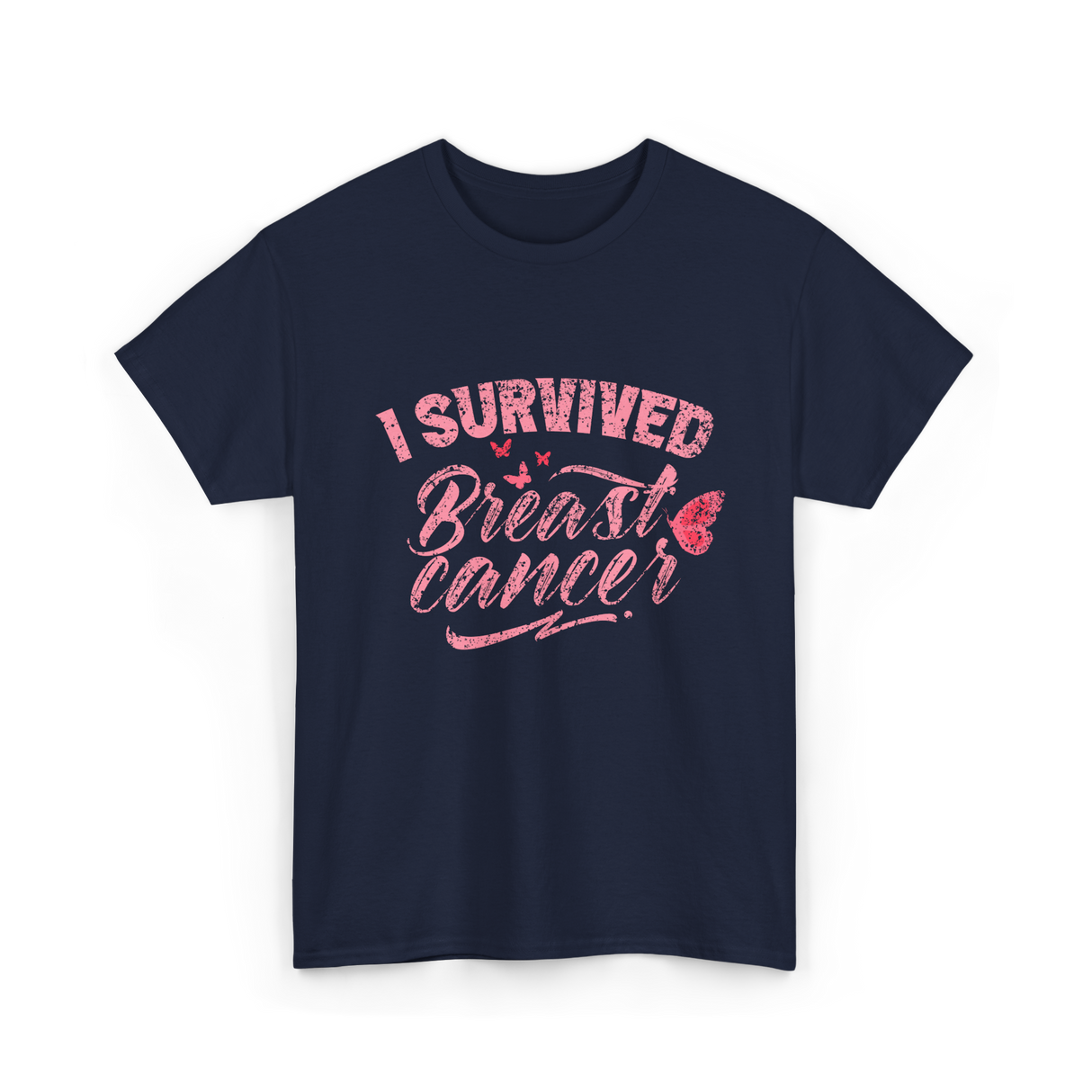I Survived Breast Cancer Support T-Shirt - Navy